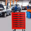 Armoire à outils en métal à 7 tiroirs en rouge et noir, acier laminé à froid, glissières à roulement, capacité de charge de 15 kg, 4 roulettes pivotantes avec chariot verrouillable, charge rouge et noire,-1064618678