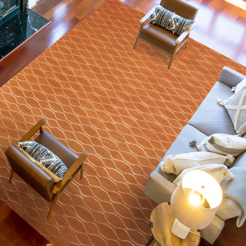 Hand Knotted Area Rug in Chili, Rectangle 6' x 9'
