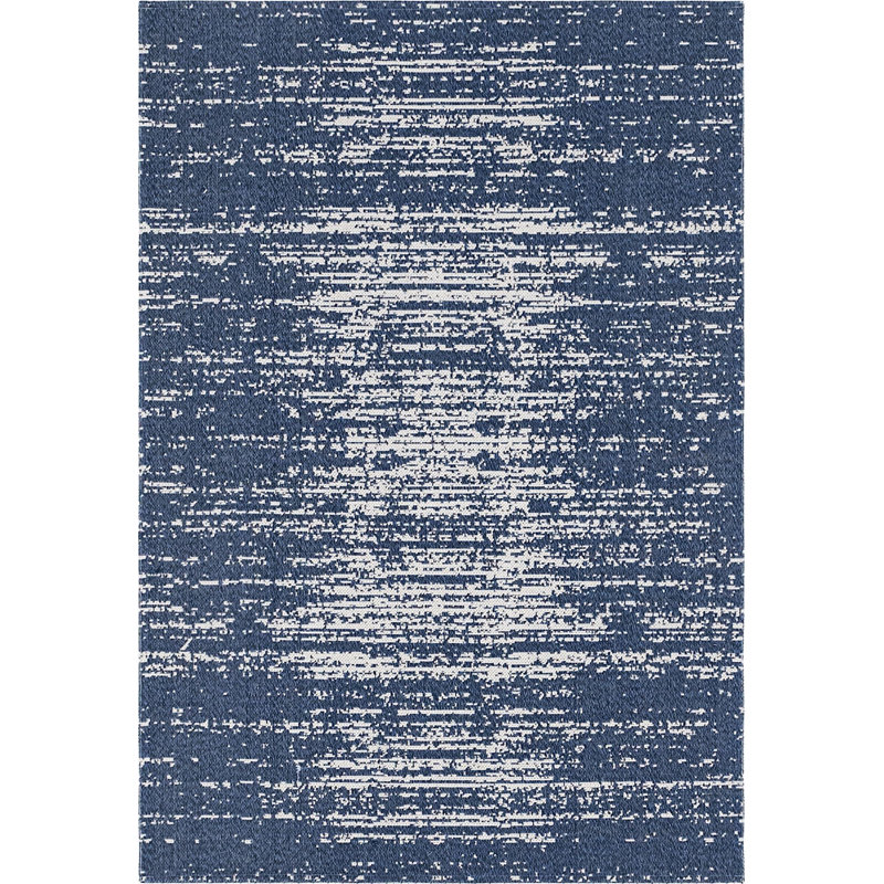 Tapis bleu marine / ivoire Draco, Rectangle 4 pi 2 po x 6 pi 1 po
