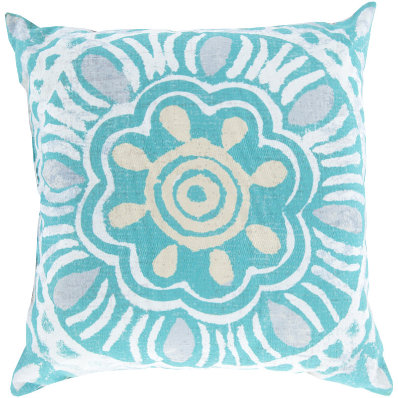 Rain Sweet Sunburst Outdoor Square Floral Throw Pillow, 18" H x 18" W x 4" D