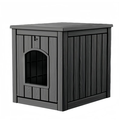 Maison pour chat en résine de 24 po x l 21 po x H 18 po, abri durable et isolé pour le jardin, le patio et la cour