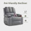 Fauteuil inclinable manuel avec porte-gobelets et poche de rangement latérale, canapé en cuir PU pour cinéma maison pour adultes