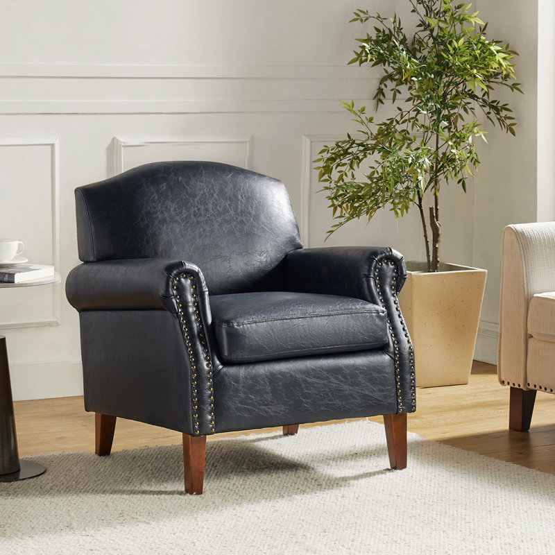 Farleigh Faux Leather Armchair, Navy