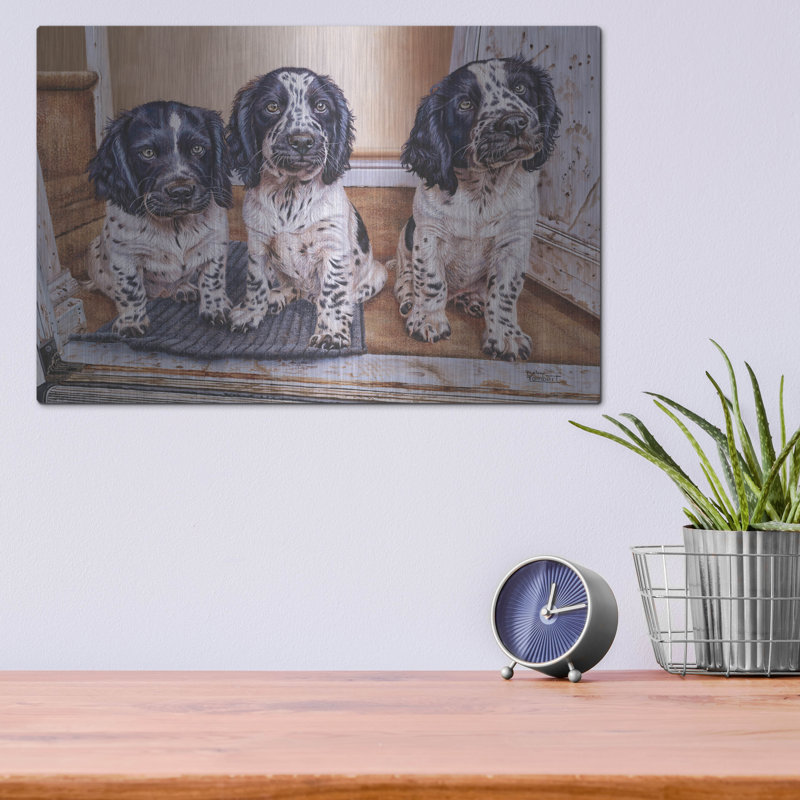 «Delene Puppies» par Delene Lambert, art mural en métal, H 12 po x l 16 po