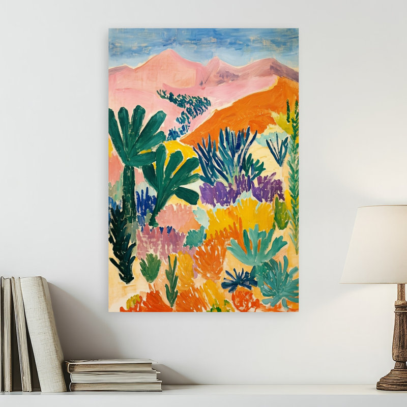 Impression sur toile paysage désertique coloré, paysage moderne abstrait, H 24 po x l 16 po