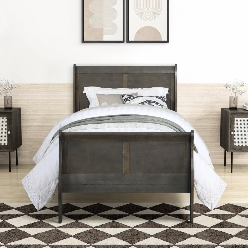 Cavender Sleigh Panel Bed, Twin, Dark Gray