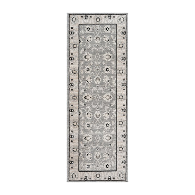 Mickle Ziyah Transitional Industrial Gray Ivory Cream High Low Easy Care Indoor Area Rug
