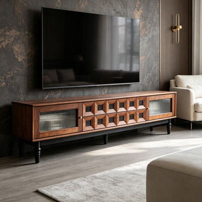 Meuble télé rétro avec armoire de rangement fermée