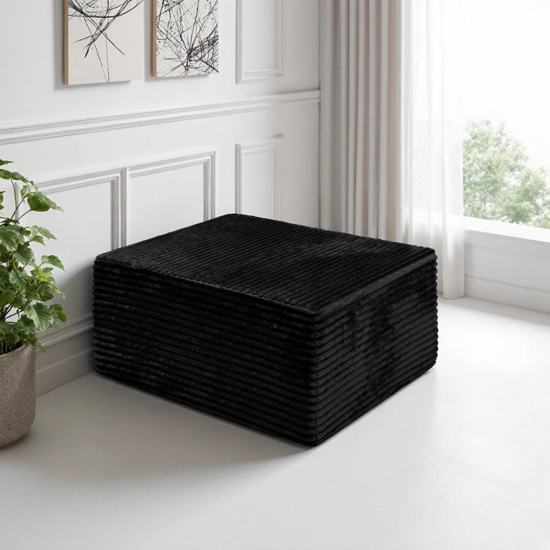 Koli Compression Ottoman, Sectional Sofa Compenont, Grey Corduroy, Black
