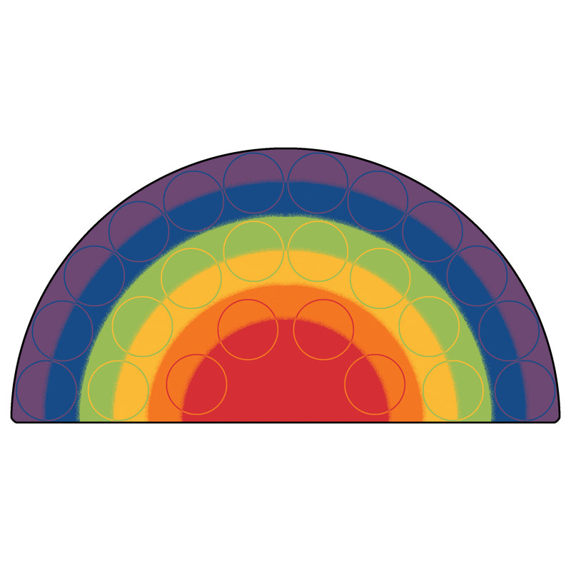 Tapis multicolore capitonné Rainbow Rows Seating, Demi-cercle 6 pi x 12 pi
