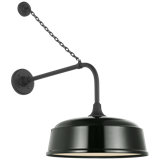Thomas O'Brien, "Academy 20" Anchored Rex Barn Light in Matte Black with 16" White Rockhouse Shade