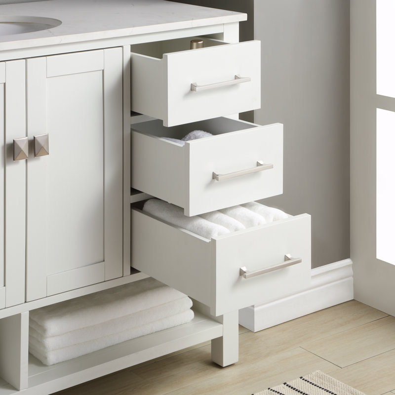 Skye 48'' Single Bathroom Vanity with Quartz Top, White