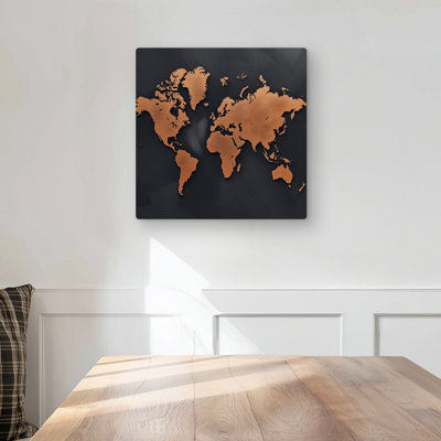 Rusted Map - Illustrative Satellite View Metal Print for Decor