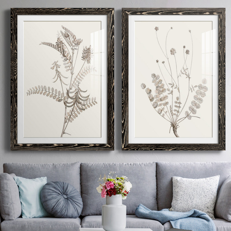 «Neutral Botanical Study VIIP», reproduction d'art encadrée - prête à être accrochée, H 43,5 po x l 31,5 po x P 1 po, Blanc