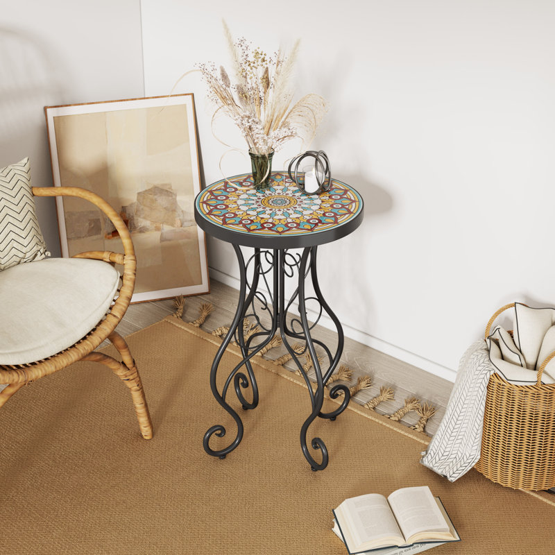 Table d'appoint ronde ronde en céramique, colorée et noire