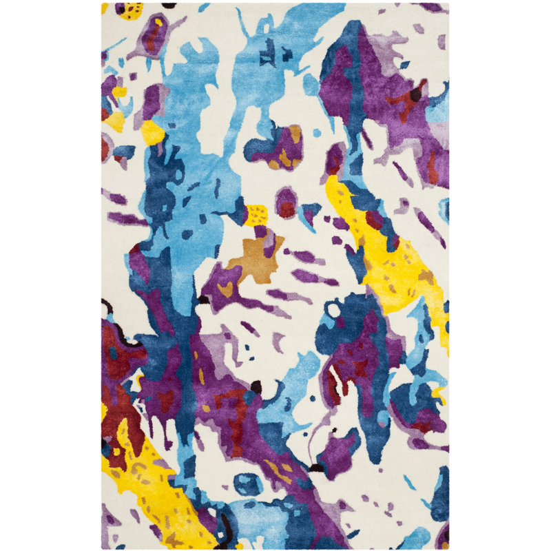 Tapis abstrait en laine touffeté à la main Paradis, Rectangle 5 pi x 8 pi
