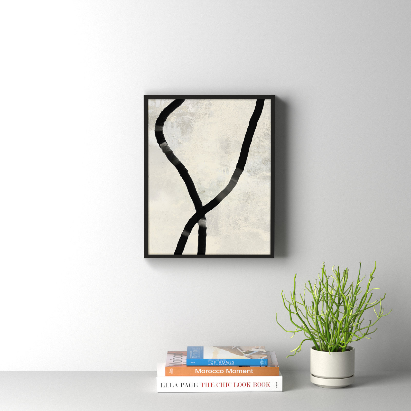 Ropes Series I "Black Rope 5" Print, 20" H x 16" W x 1.25" D, Black