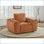 Chaise d'appoint rembourrée avec profil sculptural, capitonnage et accoudoirs surdimensionnés - Orange brûlé