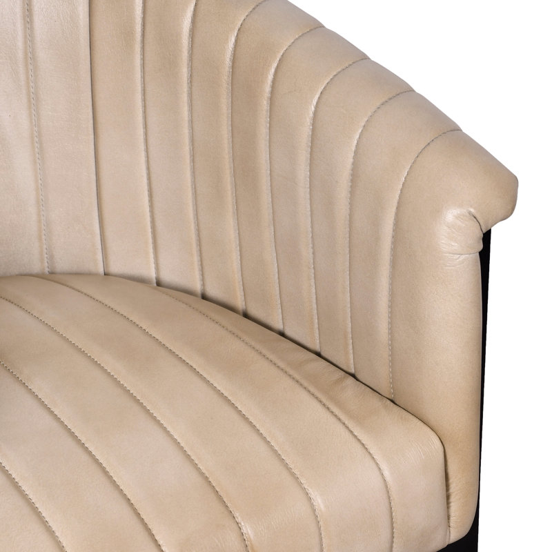 Chaise de salle à manger Wilbur au fini pierre de style Mid-Century sur cuir véritable