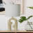 Abstract Resin Table Lamp with Linen Drum Shade-1800656417
