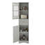 Armoire de salle de bain haute, armoire de rangement autoportante avec tiroir et porte en acrylique, armoire de rangement de salle de bain pour la maison-743366824