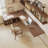Light walnut L-Shaped Solid Wood desks-108205534-108205536