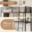 Lit mezzanine simple avec bureau et tablettes, cadre de lit robuste avec station de charge