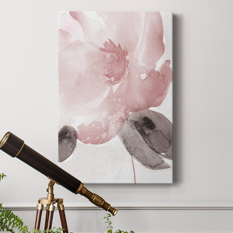 Blush Bloom I - peinture sur toile tendue, H 18 po x l 12 po x P 1 po