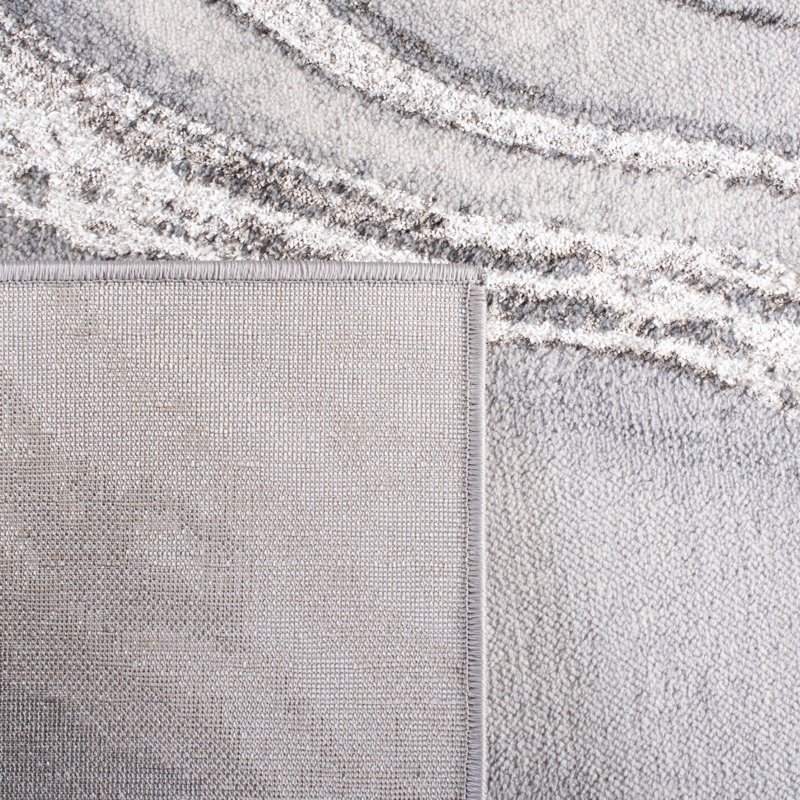 Arva Abstract Gray / Ivory Area Rug, Rectangle 9' x 12'