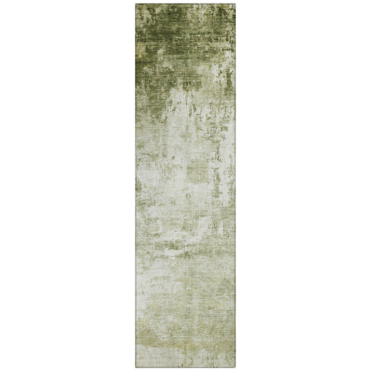 Machine Washable Indoor/Outdoor Xhevrie Sage Rug
