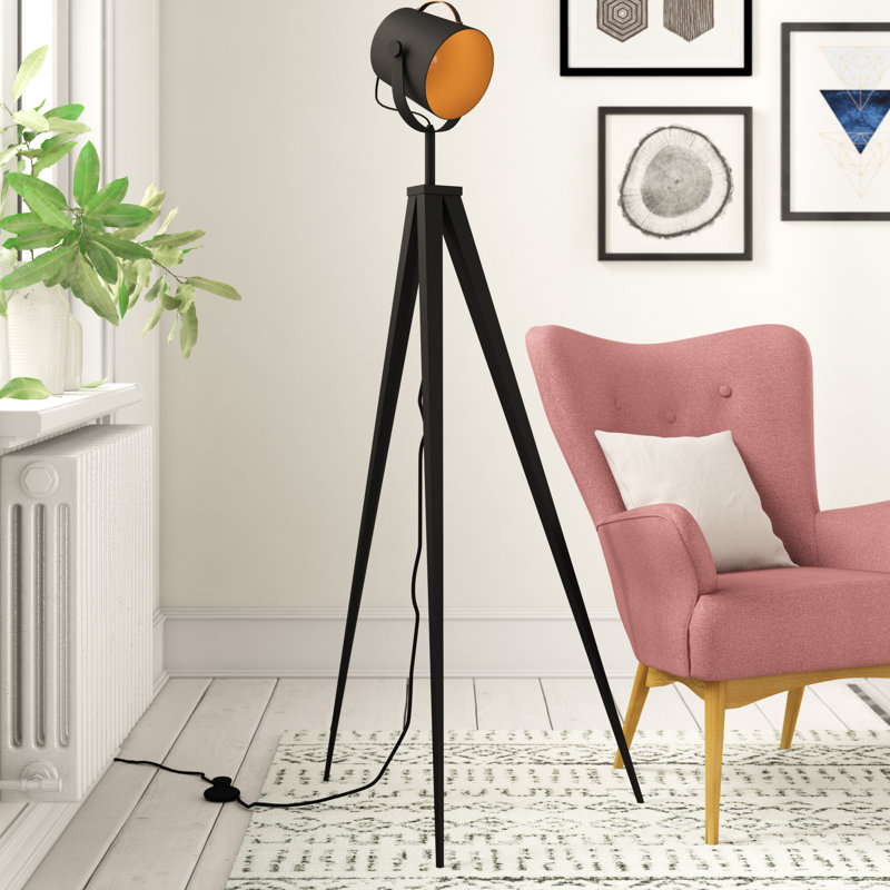 Carr 158cm Black Tripod Floor Lamp, Black/Gold