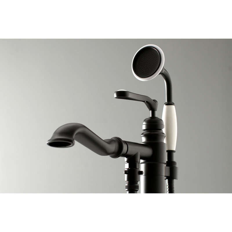 Robinet de baignoire autoportable à fixation au plancher à poignée simple avec douche à main Royale