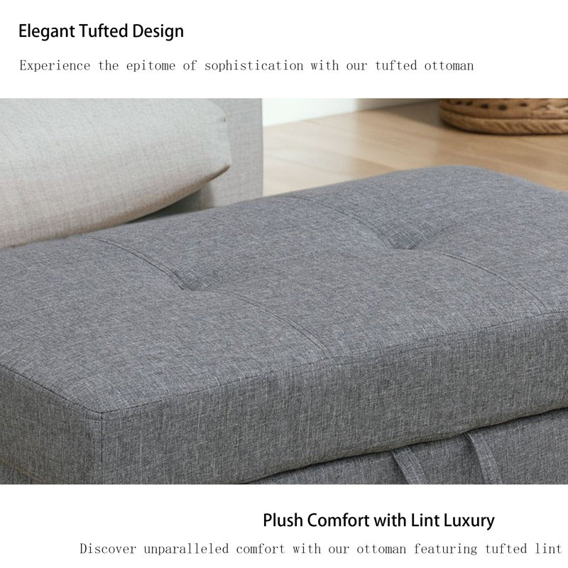 Andikan Upholstered Ottoman, Gray Linen Blend