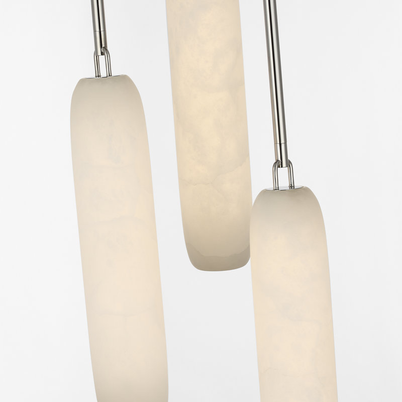 Kelly Wearstler Formosa 3-Light Pendant with Alabaster, Polished Nickel