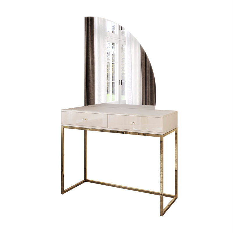 Dressing Table with Mirror, Gold