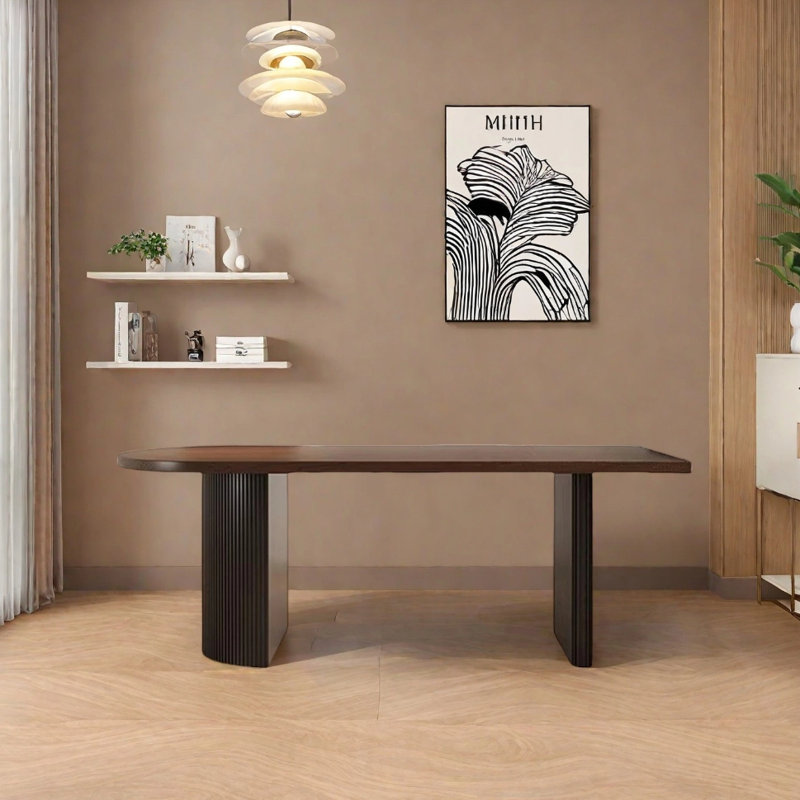 Table de salle à manger rétro en bois massif - sécuritaire et polyvalente, H 29,52 po x L 94,48 po x l 35,43 po