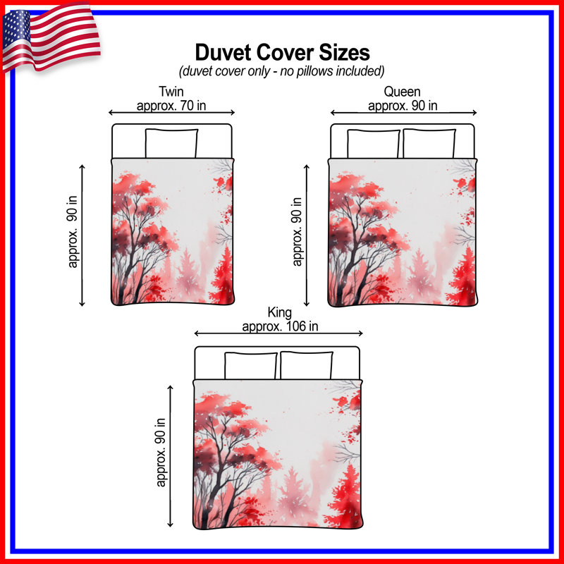 Housses de couette Red Autumn Forest, Lit simple