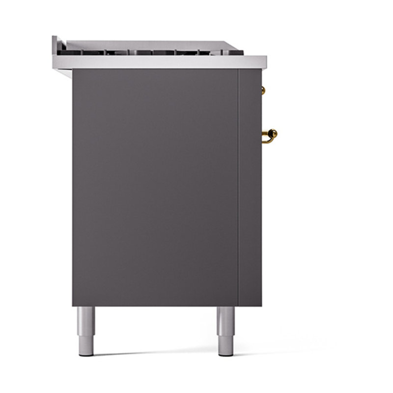ILVE Nostalgie II Noblesse 60 po à 2 brûleurs, plaque chauffante, plaque de cuisson française, Graphite mat / laiton