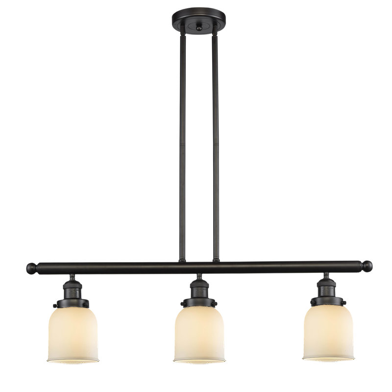 Bell - 3 Light 41" - Stem Hung Island Light, Oil Rubbed Bronze, Matte White Cased