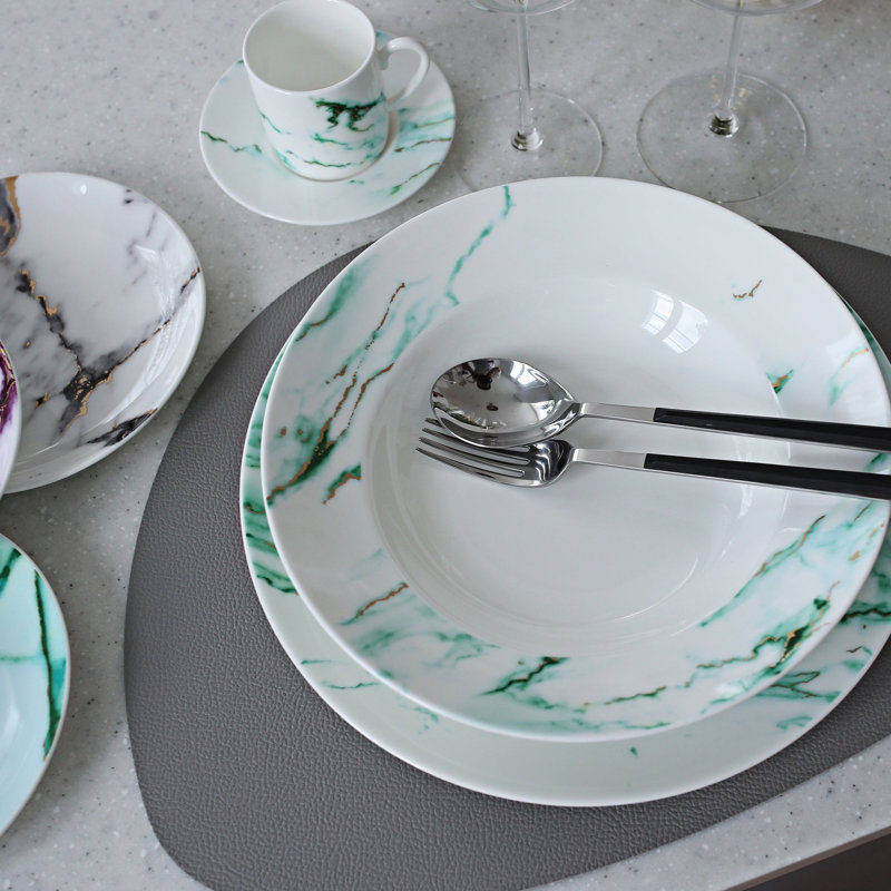 Marble Verde Bone China Pasta Dish