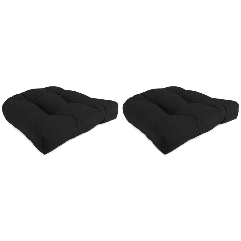 Contoured Outdoor Wicker Seat Cushion, Black