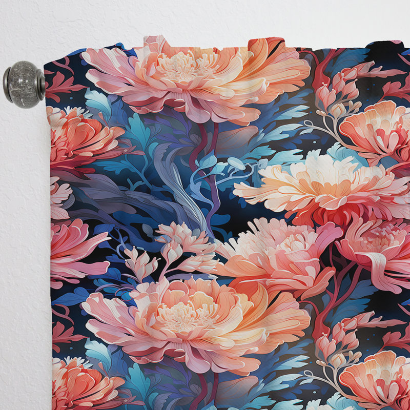 Motif tropical Coral Mirage III - Rideau floral - Rideau floral obscurcissant - 1 panneau, L 52 po x L 63 po