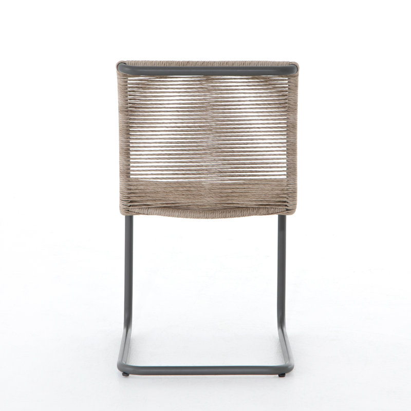 Grover Outdoor Dining Side Chair, Beige, Gunmetal