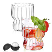 Ovente Old-Fashioned Milkshake Glasses, Durable & BPA-Free Clear