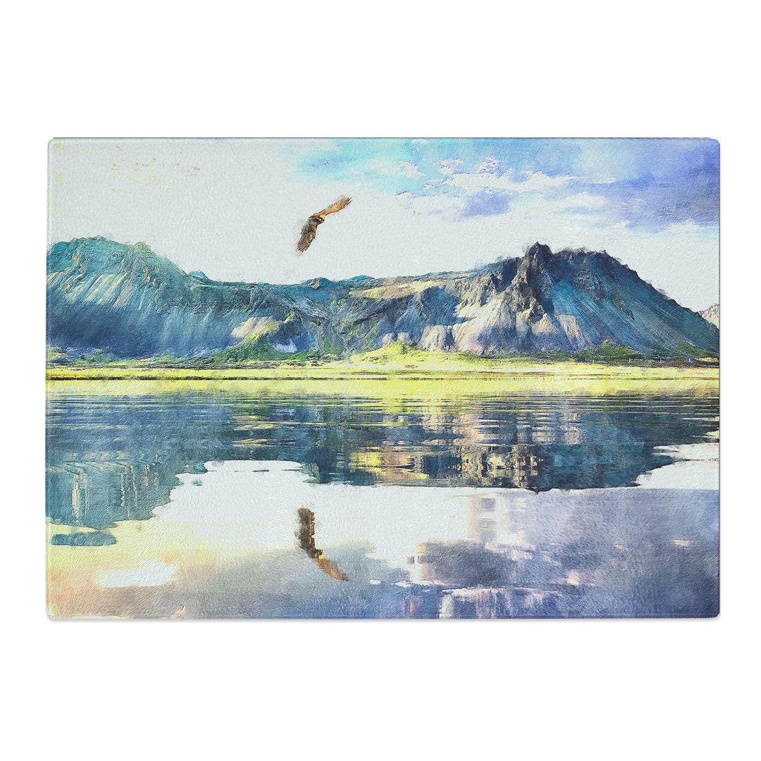 Tempered Glass Eagle Flying Above New Zealand Chopping Board