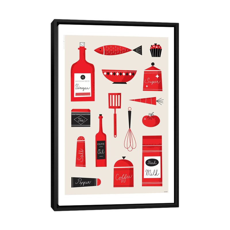 «Kitchen Art», impression sur toile, H 60 po x l 40po x P 1,5 po, Toile avec cadre noir, Pas de tapis