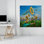 «Sunflower Field Glass Wall Art», impression sur toile papillon, décorations dorées 1P