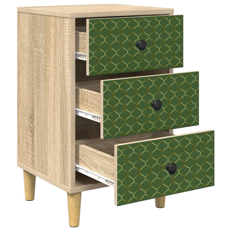 36cm W Engineered Wood Bedside Table