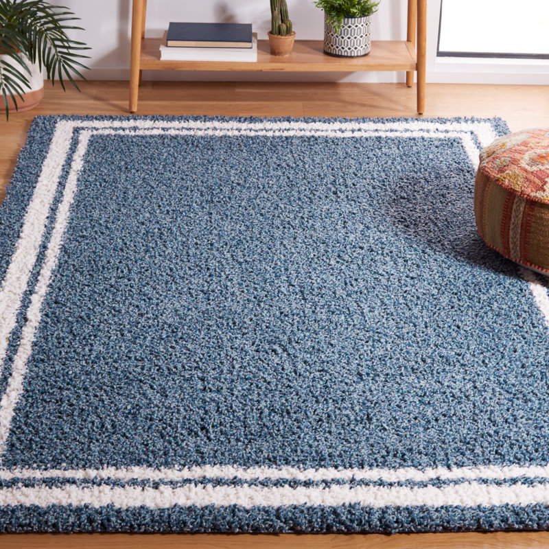 Tapis ivoire / bleu à longs poils Calico Performance, Rectangle 9 pi x 12 pi