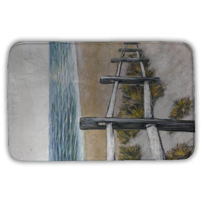 Soft seaside Bath Mat with Non-Slip Backing - Quick Dry Memory Foam Bathroom Rug - Absorbent - Modern Plush Spa-Style - Machine Washable